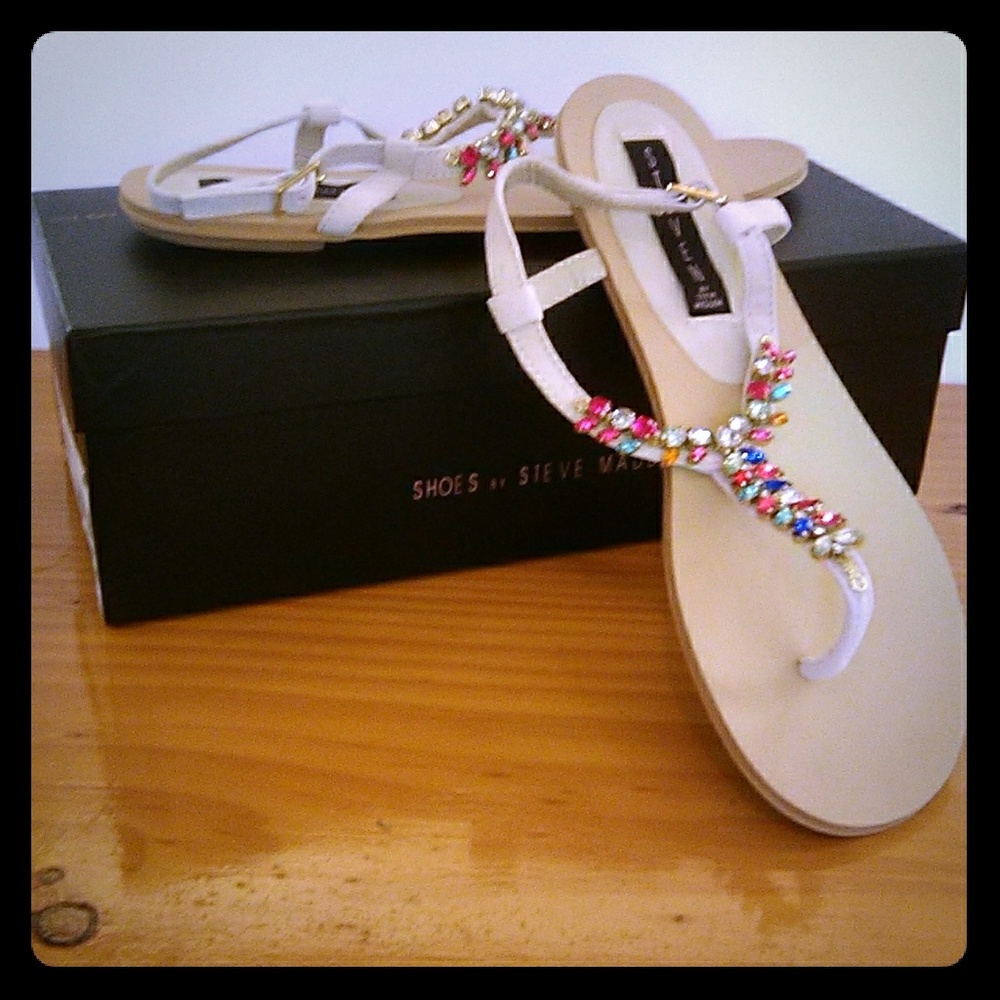 Steve Madden jeweled sandals. Thong Ankle strap